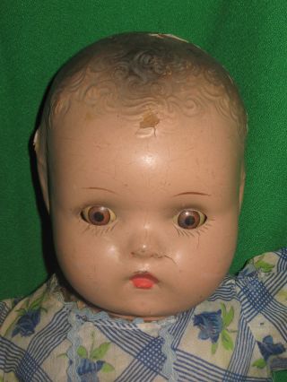 Vintage 1940’s Composition Horsman Baby Doll 15” Molded Hair 2