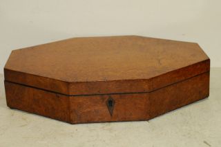 English Burled Veneered Bijouterie Box (work),  Compartmented,  Regency (1820)