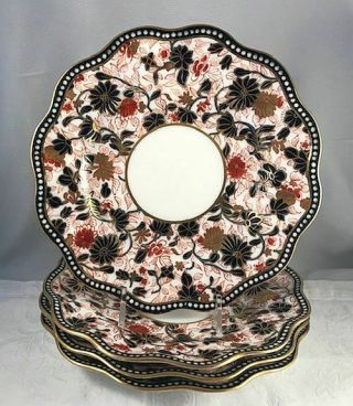 Rare Set Of 4 Antique Coalport Imari Dessert Plates Pattern 6517