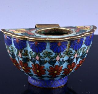 Veryrare Chinese Ming Dynasty Cloisonne Enamel Bronze Bird Feeder Water Pot Bowl
