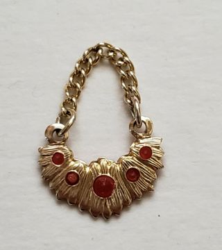 Topper Dawn Doll Model Agency Gold - Tone Necklace W/ Chain And Red Stones