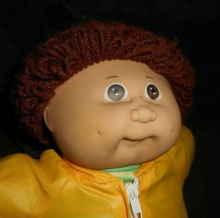 VINTAGE CABBAGE PATCH KIDS BABY DOLL BOY BROWN HAIR STUFFED ANIMAL PLUSH TOY E 2