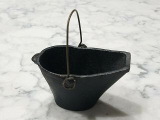 Vintage Heavy Black Cast Iron 3 " X 2 " Coal Hod Bucket Bin
