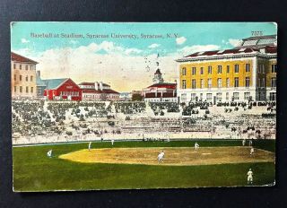 Antique Baseball 1914 Baseball At Stadium,  Syracuse University,  N.  Y.  Postcard