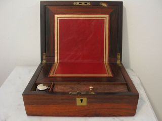 Antique English Ca.  1840 Burl Walnut Lap Desk Slope Box