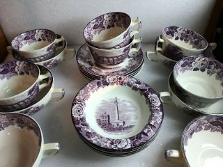Antique Enoch Woods & Sons Old Baltimore Views Transfer Ware Set 18
