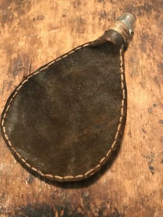 Revolutionary War 18th Century Leather Shot Bag With Glass Spout Hard To Find