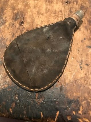 Revolutionary War 18th Century Leather Shot Bag With Glass Spout Hard To Find 5