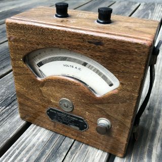 Vintage Weston Voltmeter Model 155 Antique Ac Wood Volt Meter