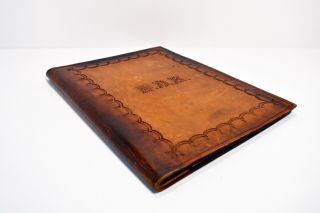 Antique Vintage Handmade Leather Binder Folder From 1960s