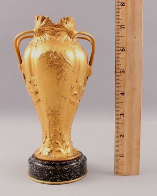 Antique French Art Nouveau,  Dore Gold Gilt Bronze,  Flowers & Leaf Vase 2