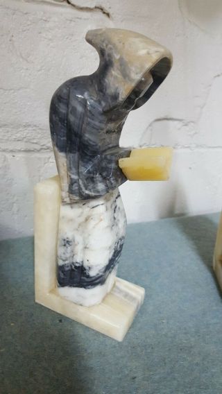 Antique Onyx Marble Monk Bookends Very Heavy Stone Reading Hooded Figure 3