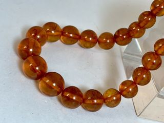Antique Natural Baltic Amber Round Beads Necklace 36g