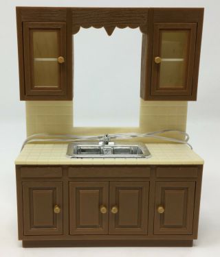 Vintage 1982 Dollhouse Miniature Cpg Electric Kitchen Sink & Cabinets Hong Kong