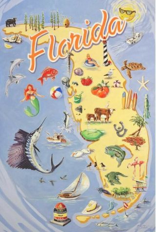 " Fabulous " Authentic Florida Poster.  Signed/numbered By Artist.  Limited Edition.