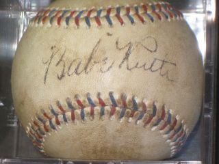 BABE RUTH Signed Baseball Red & Blue Stitch - (RP) READ LISTING 2