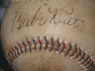BABE RUTH Signed Baseball Red & Blue Stitch - (RP) READ LISTING 3