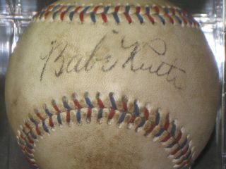 BABE RUTH Signed Baseball Red & Blue Stitch - (RP) READ LISTING 4