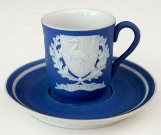 Herne Bay / Kent Antique Wedgwood Blue Dipped Jasperware Miniature Cup & Saucer