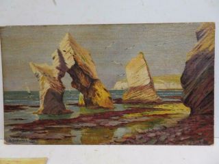 Unusual Old Painting Oil Freshwater Bay I O W 1934