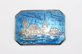 A Lovely Antique Art Deco Sterling Silver 925 Enamelled Thailand Brooch 14178