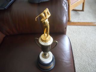 Vintage Antique Older Golf Trophy Metal/ Marble 1963 Loving Cup