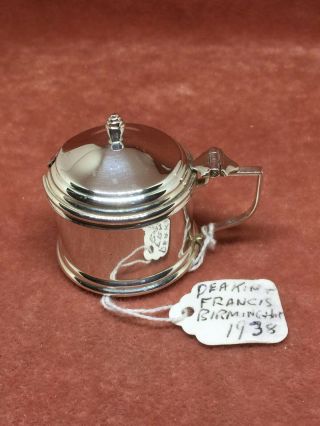 A S/silver Drum Shaped Mustard Pot By Deakin & Francis Hm Birmingham 1938