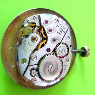 Vintage Lord Elgin 23 Jewel 730 Wrist Watch Movement Runs Parts Repair
