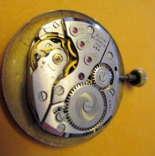 VINTAGE Lord Elgin 23 Jewel 730 Wrist Watch Movement Runs Parts Repair 3