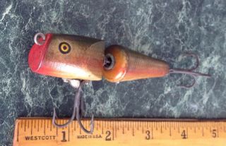 VTG Early Wooden Jointed Wiggle Fishing Lure 2 Hook Pflueger PAL - O - MINE Palomine 2