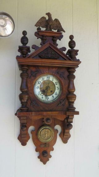 Antique - Gustav Becker - Berliner/free Swinger Wall Clock - Ca.  1890 - Walnut For Repair
