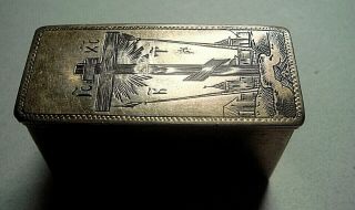 Antique Silver Niello Snuff Box Made In Russia In 1866 Silver 84 V.  L.