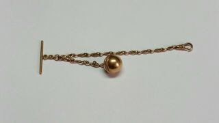 Antique 14k Rose Gold Watch Fob Chain Ladies 7 Grams With Ball