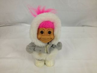 Russ Troll Doll Russ 4 " Vintage Lucky Bingo Eskimo Pink Hair