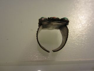 ANTIQUE EARLY CHINA TURQUOISE AND CORAL RING 3