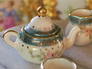 Artisan Miniature Dollhouse Vintage Tea Set ENGLAND Marked ' LD ' 1:12 2