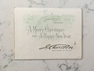Antique Chicago & Alton Rr Railroad Christmas Card Paper 1895 1896