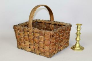 Rare Early 19th C Northeast Indian Splint Basket In Painted Decoration