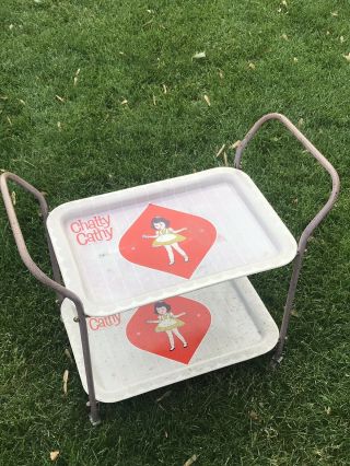 1962 Mattel Chatty Cathy Doll Metal Tea Serving Cart With Trays