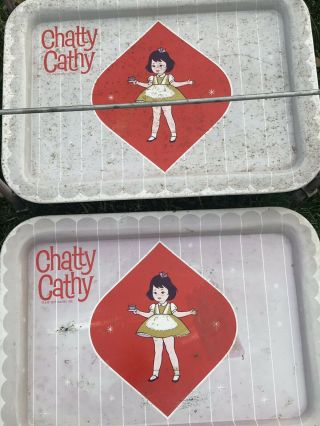 1962 Mattel chatty cathy doll Metal Tea Serving Cart With Trays 7