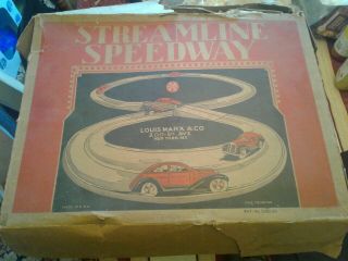 Antique Marx Streamline Speedway Race Car Set