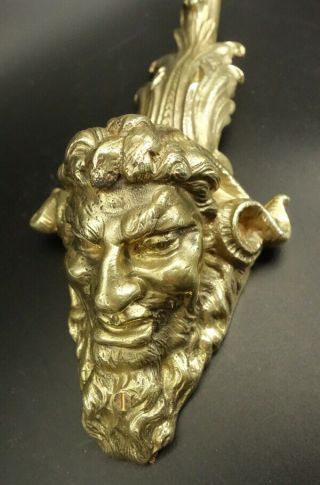 SCONCE SATYR HEAD DECOR LOUIS XVI STYLE - BRONZE & SEVRES GLASS - FRENCH ANTIQUE 3
