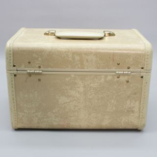 Vtg Samsonite Streamlite Tan Marble Train Case Suitcase Luggage Makeup Beauty 5
