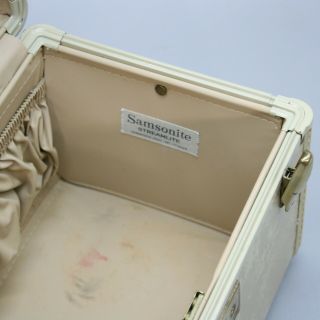 Vtg Samsonite Streamlite Tan Marble Train Case Suitcase Luggage Makeup Beauty 8