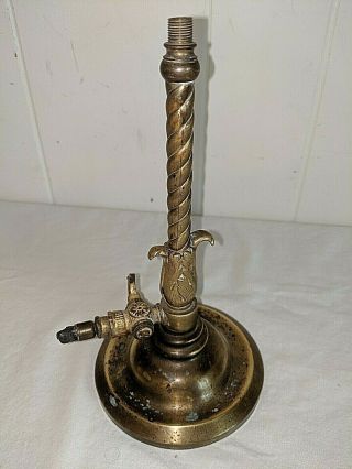 Antique Gas Lamp Base Bronze Brass Cast Iron Inset
