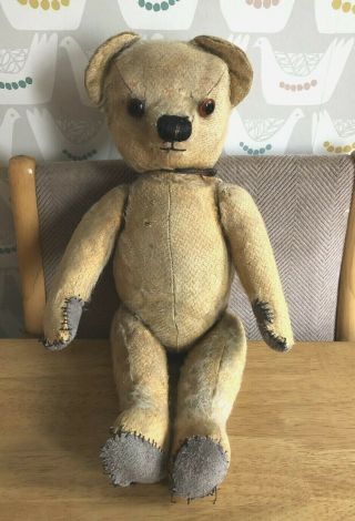 Vintage Well Loved Mohair Teddy Bear Straw Filled Jointed16 " Chad Valley?