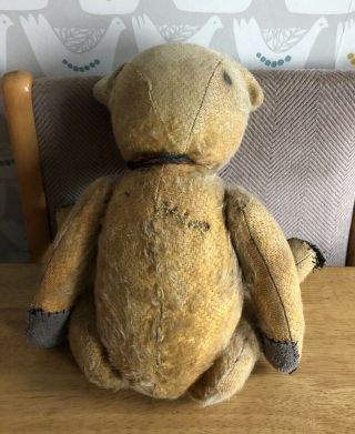 Vintage well loved mohair teddy bear Straw filled jointed16 