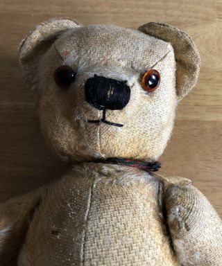 Vintage well loved mohair teddy bear Straw filled jointed16 