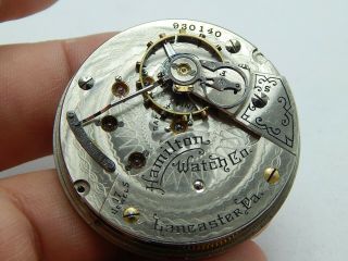 Vintage Antique Hamilton Pocket Watch Movement Grade 924 17 Jewels 18 Size Of