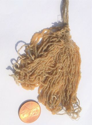 RARE 1800 ' s One - Cut Charlottes Antique Micro Seed Beads - Radiant Buckskin - 16.  3 g 3